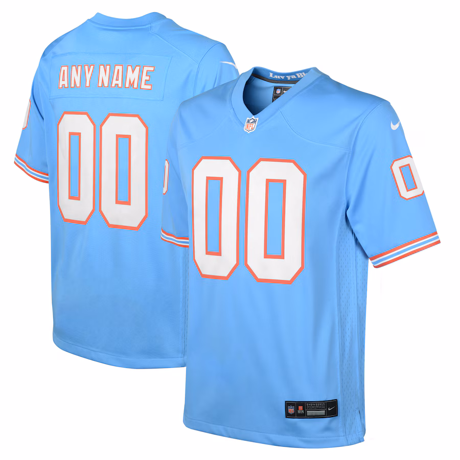Youth Tennessee Titans Nike Light Blue Oilers Throwback Custom Game Jersey - Ujersey NFL Shop