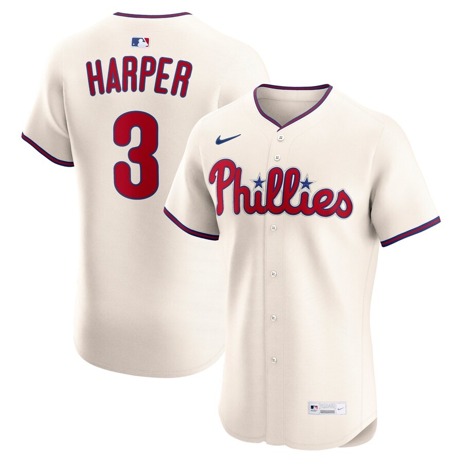Men's Philadelphia Phillies Bryce Harper Nike Cream Alternate 2 Elite Jersey - Ujersey NFL Shop