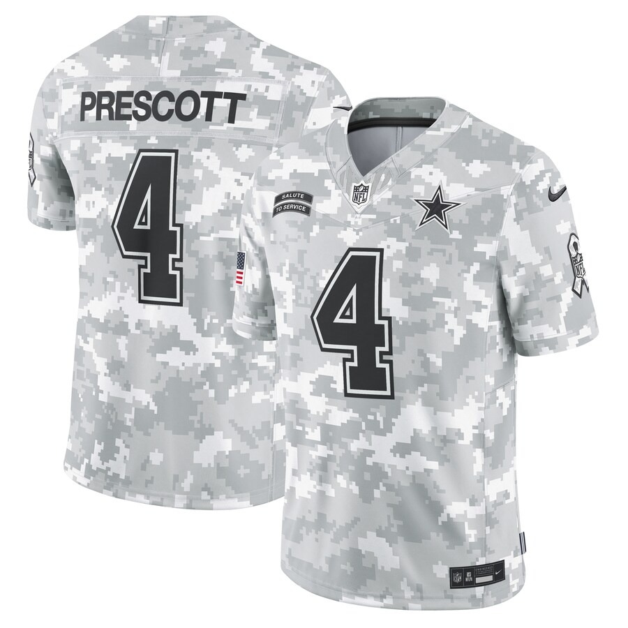 Men's Dallas Cowboys Dak Prescott Nike Arctic Camo 2024 Salute to Service Limited Jersey - Ujersey NFL Shop