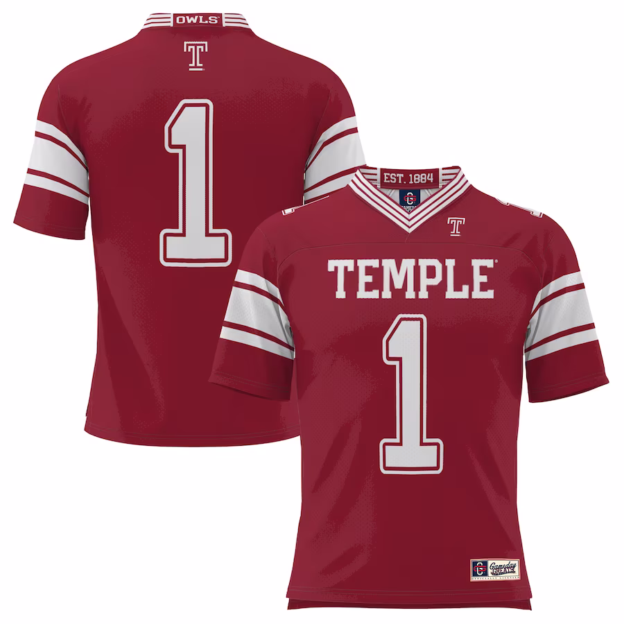 #1 Temple Owls GameDay Greats Endzone Football Jersey - Cherry - Ujersey