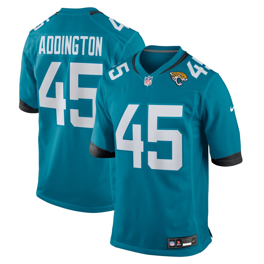 Men's Jacksonville Jaguars Tucker Addington Nike Teal Team Game Jersey - Ujersey NFL Shop