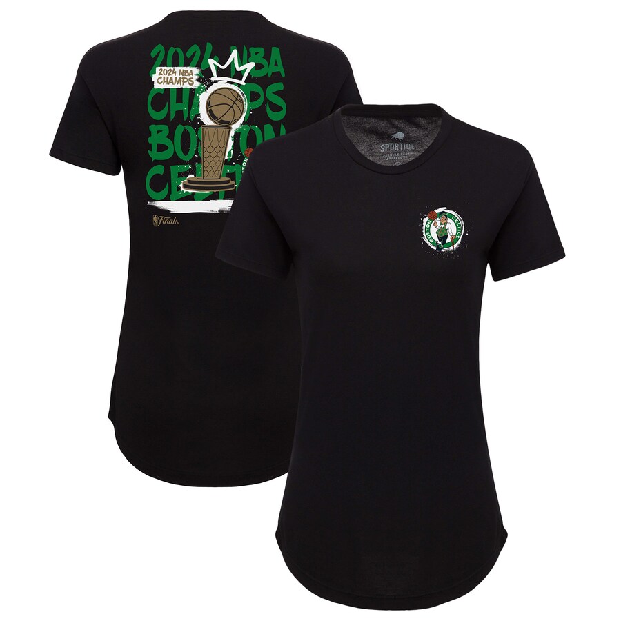 Women's Boston Celtics Sportiqe Black 2024 NBA Finals Champions King of the Court Phoebe Tri-Blend T-Shirt - Ujersey