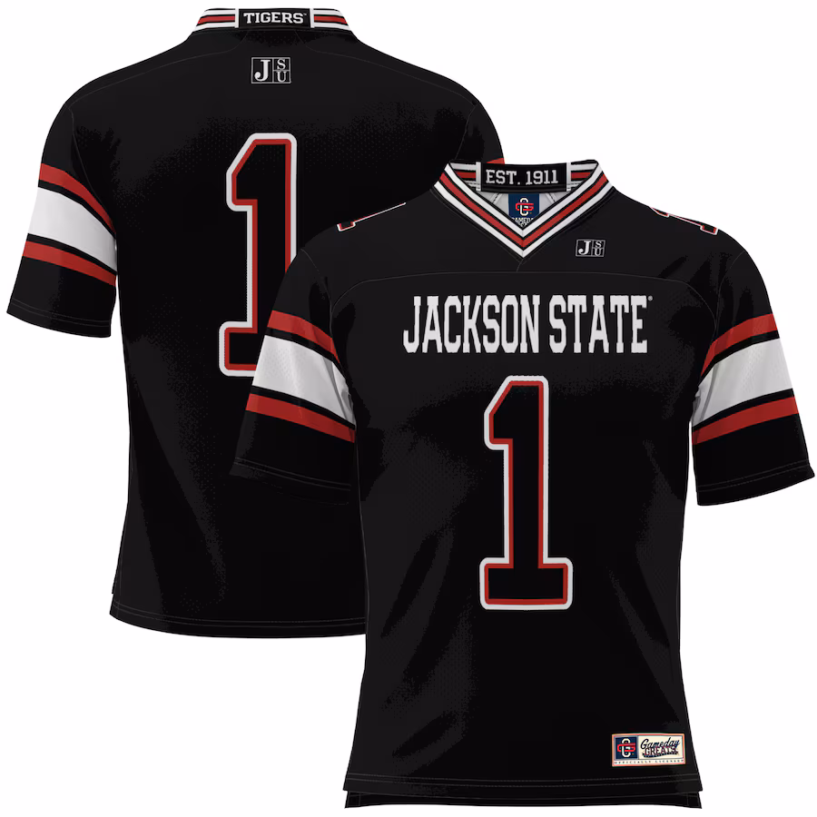 Men's GameDay Greats #1 Black Jackson State Tigers Football Jersey - Ujersey