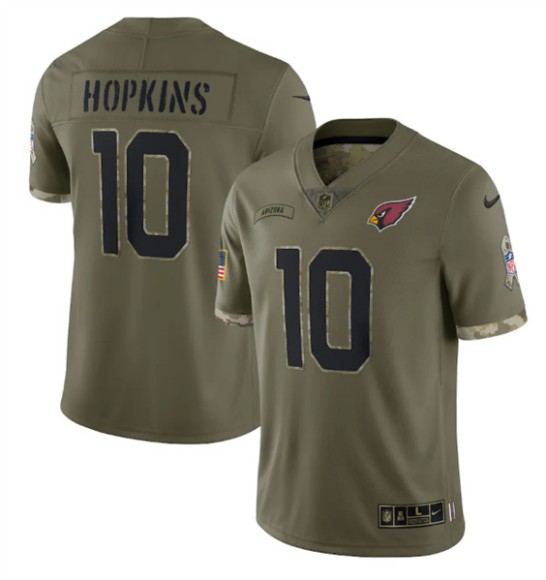Men's Arizona Cardinals #10 DeAndre Hopkins 2022 Olive Salute To Service Limited Stitched Jersey - Ujersey