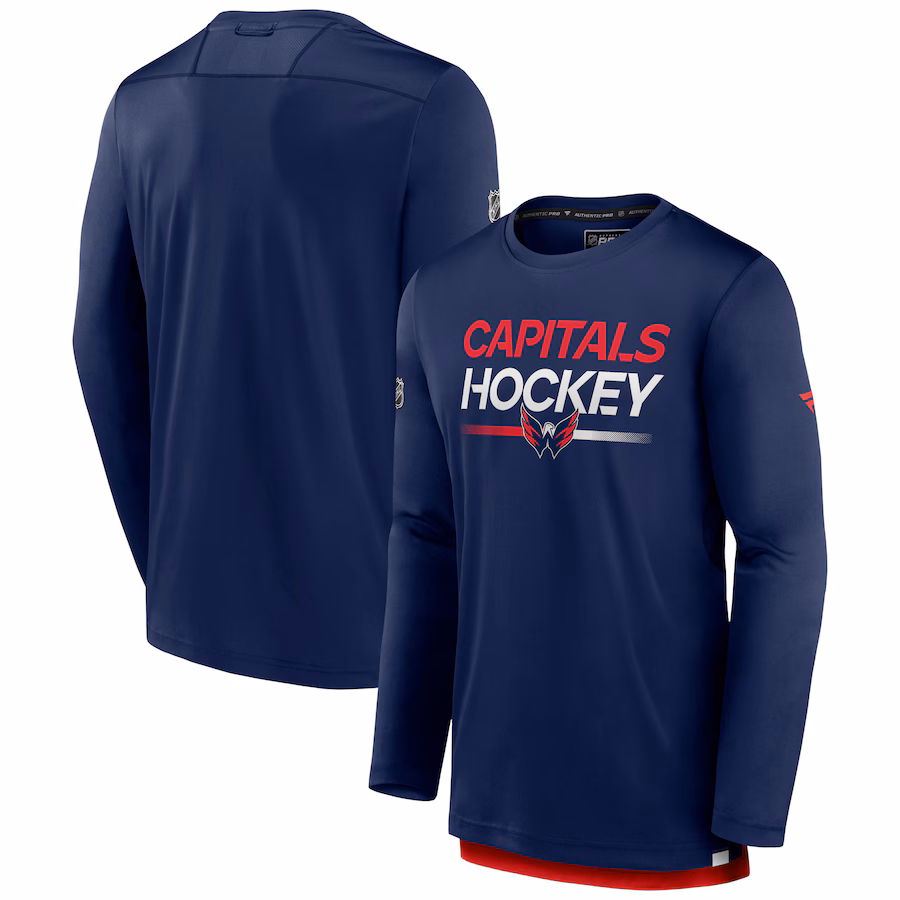 Men's Washington Capitals Fanatics Navy Authentic Pro Long Sleeve T-Shirt - Ujersey NFL Shop