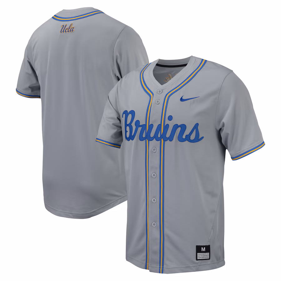 Men's Nike Gray UCLA Bruins Replica Full-Button Baseball Jersey - Ujersey NFL Shop