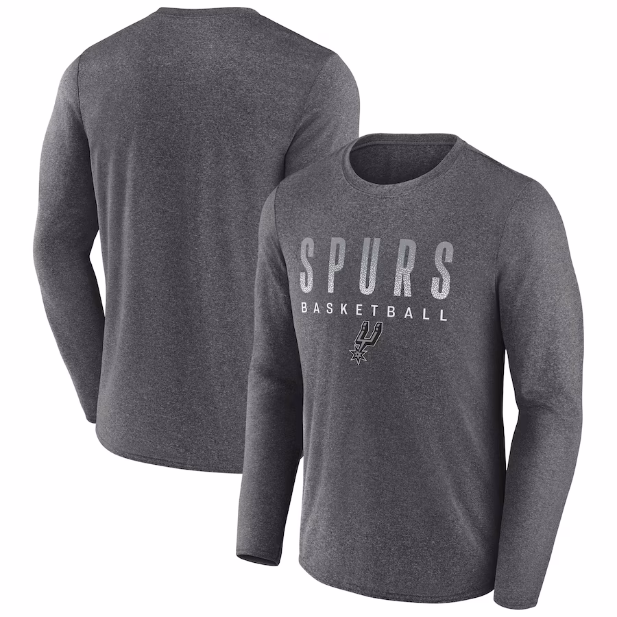 Men's San Antonio Spurs Fanatics Heathered Charcoal Where Legends Play Iconic Practice Long Sleeve T-Shirt - Ujersey NFL Shop