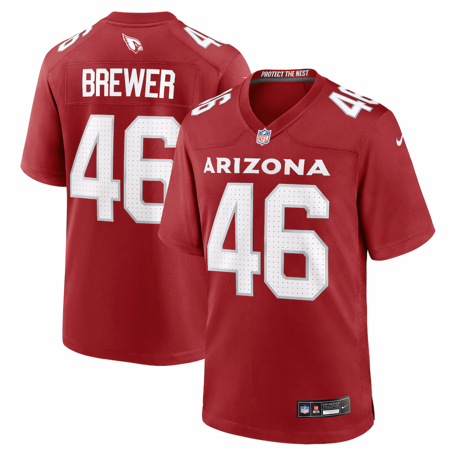 Men's Arizona Cardinals Aaron Brewer Nike Cardinal Team Game Jersey - Ujersey