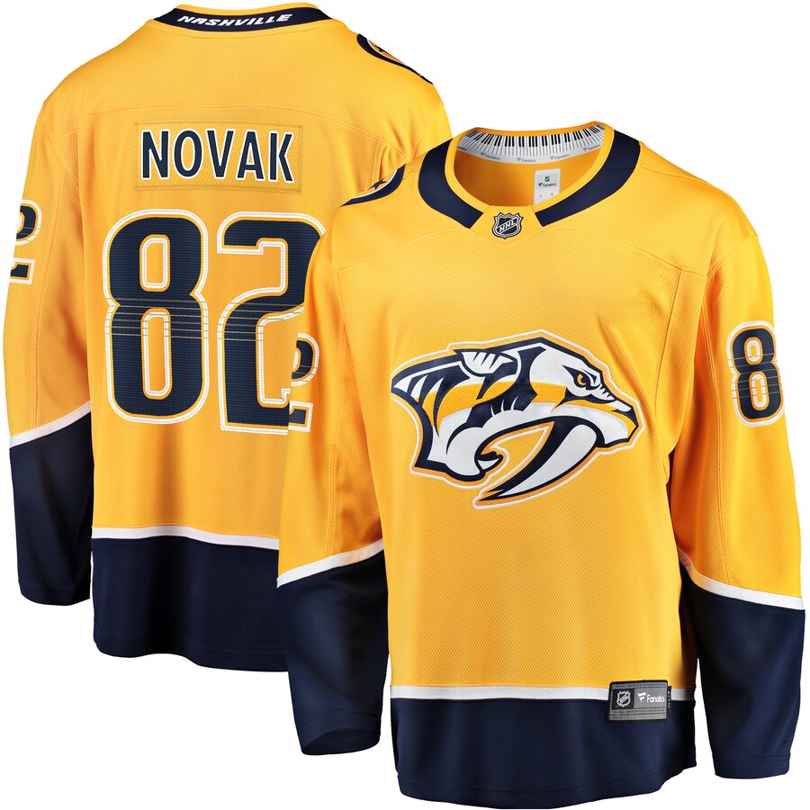 Men's Nashville Predators Tommy Novak Fanatics Branded Gold Home Breakaway Jersey - Ujersey NFL Shop