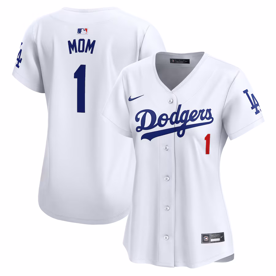 Women's Los Angeles Dodgers Nike White #1 Mom Home Limited Jersey - Ujersey NFL Shop