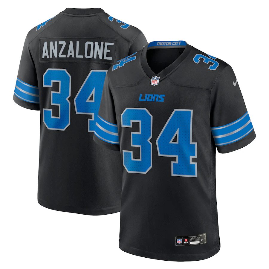 Men's Detroit Lions Alex Anzalone Nike Black 2nd Alternate Game Jersey - Ujersey NFL Shop