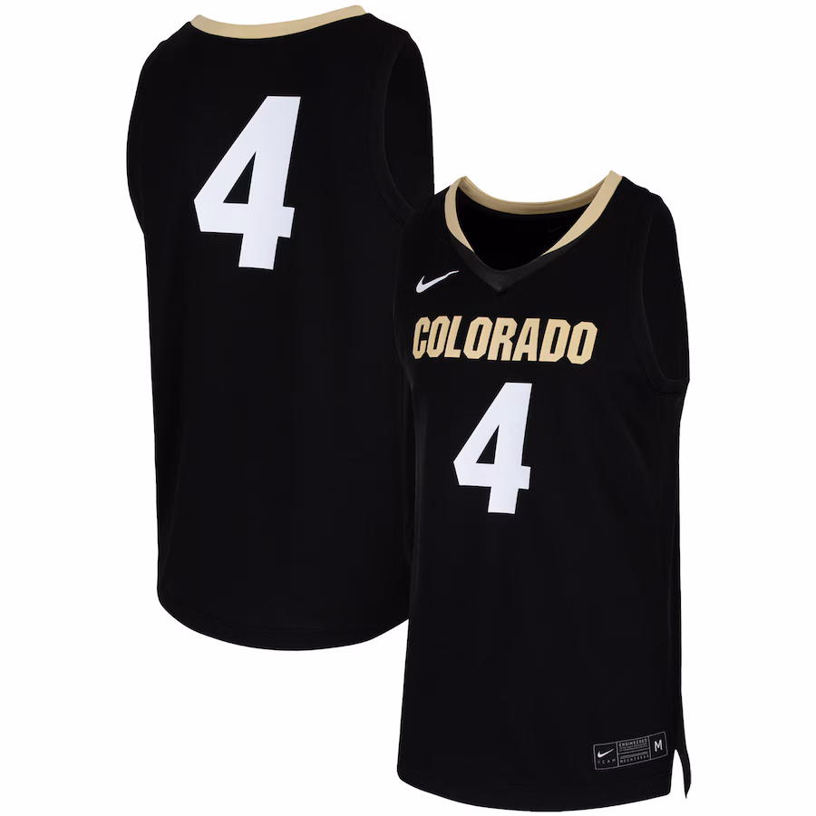 Men's Nike #4 Black Colorado Buffaloes Team Replica Basketball Jersey - Ujersey NFL Shop