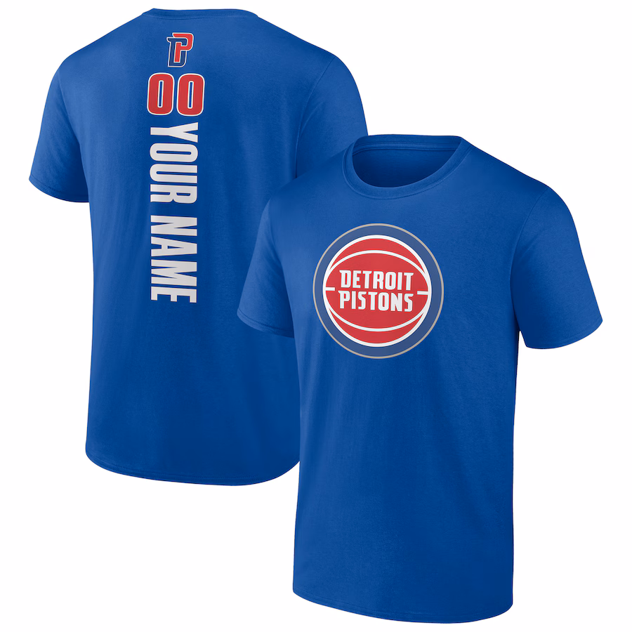 Men's Detroit Pistons Blue Personalized Playmaker Team T-Shirt - Ujersey NFL Shop