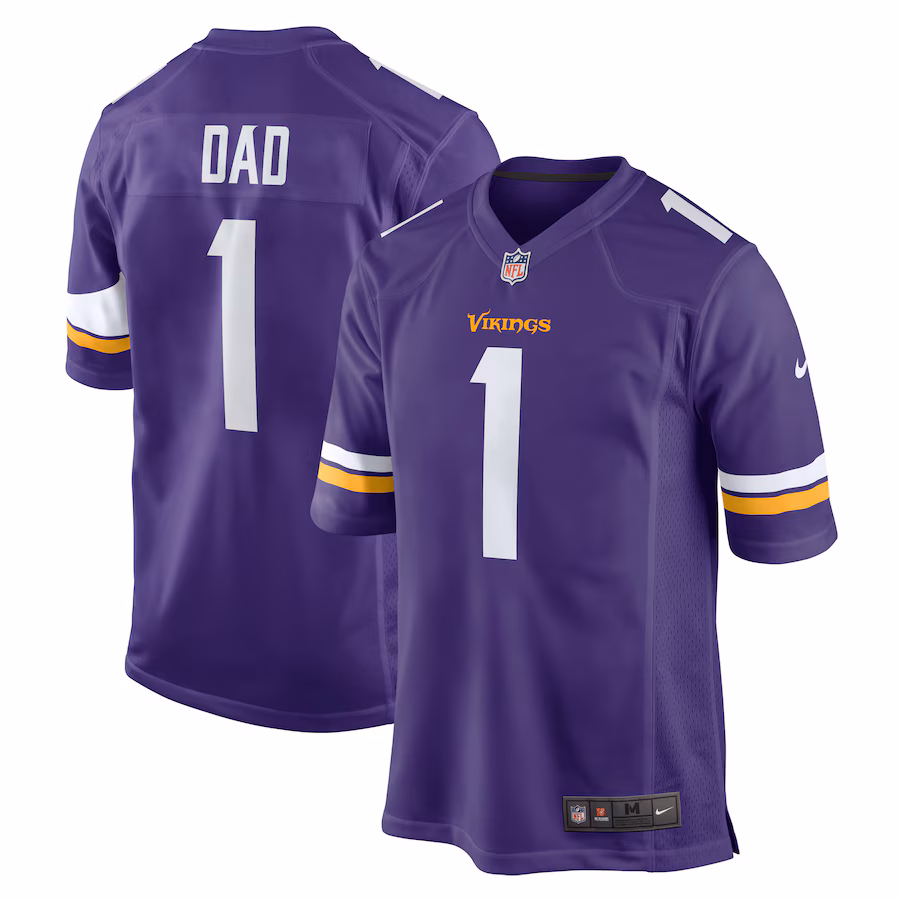 Men's Minnesota Vikings Number 1 Dad Nike Purple Game Jersey - Ujersey NFL Shop