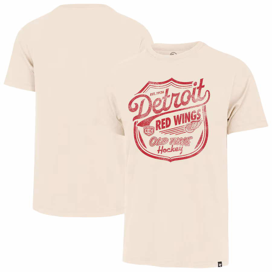 Men's Detroit Red Wings '47 Cream Poke Check Franklin T-Shirt - Ujersey NFL Shop