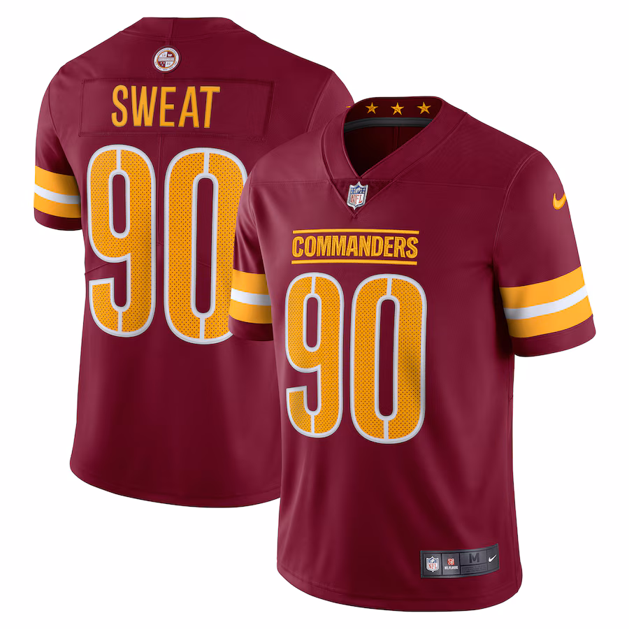Men's Washington Commanders Montez Sweat Nike Burgundy Vapor Limited Jersey - Ujersey NFL Shop