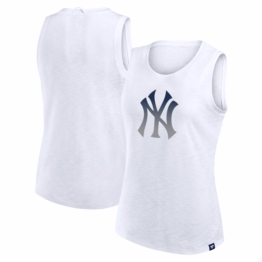 Women's New York Yankees Fanatics White Activate Slub Tank Top - Ujersey