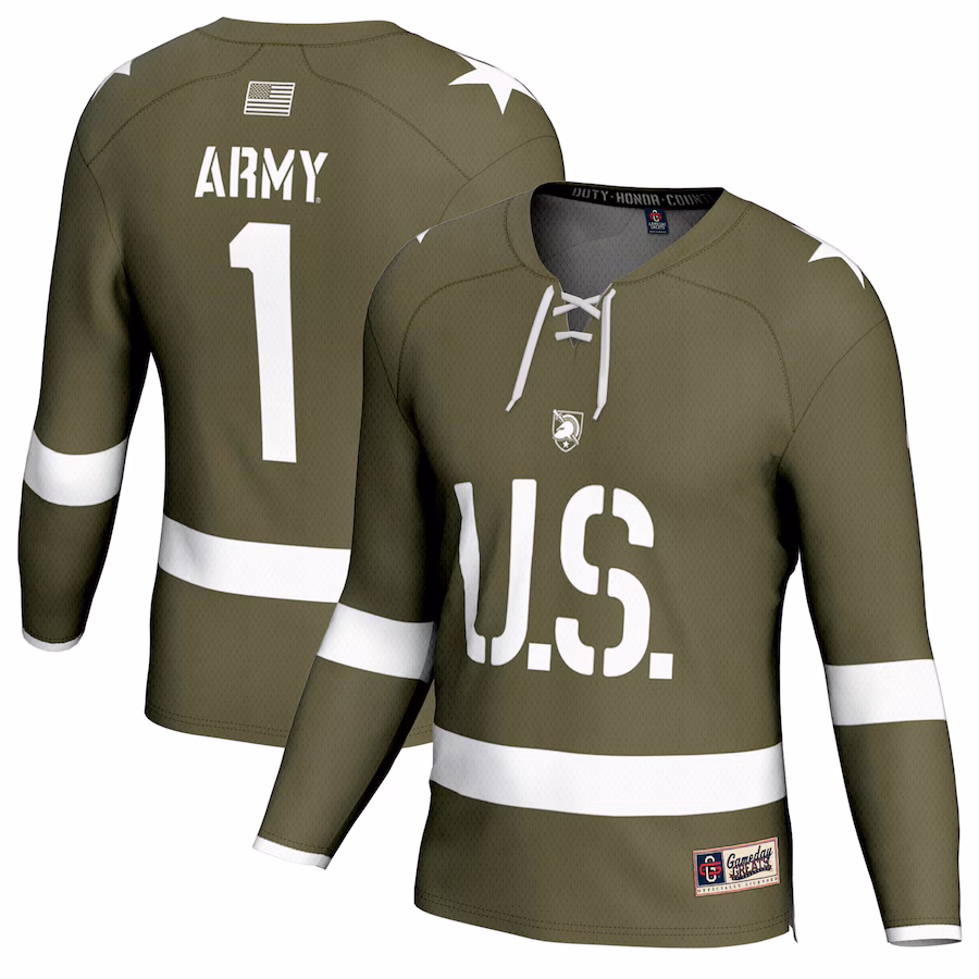 Youth GameDay Greats #1 Olive Army Black Knights Ice Hockey Fashion Jersey - Ujersey NFL Shop