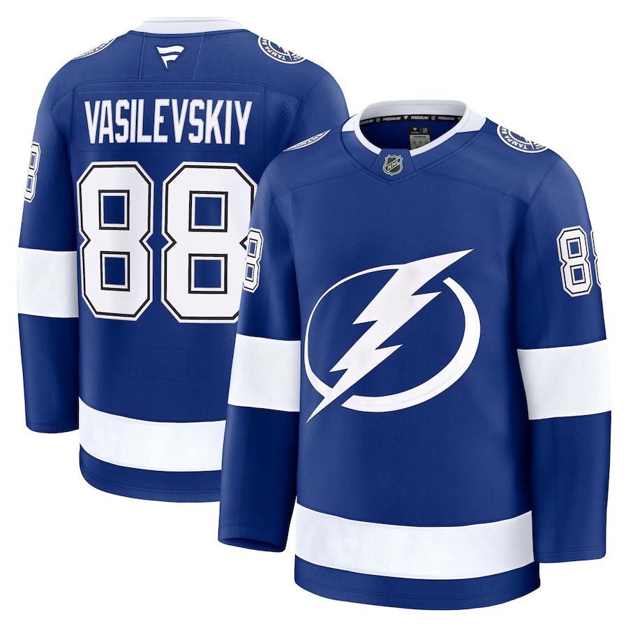 Men's Tampa Bay Lightning Andrei Vasilevskiy Fanatics Blue Home Premium Jersey - Ujersey NFL Shop