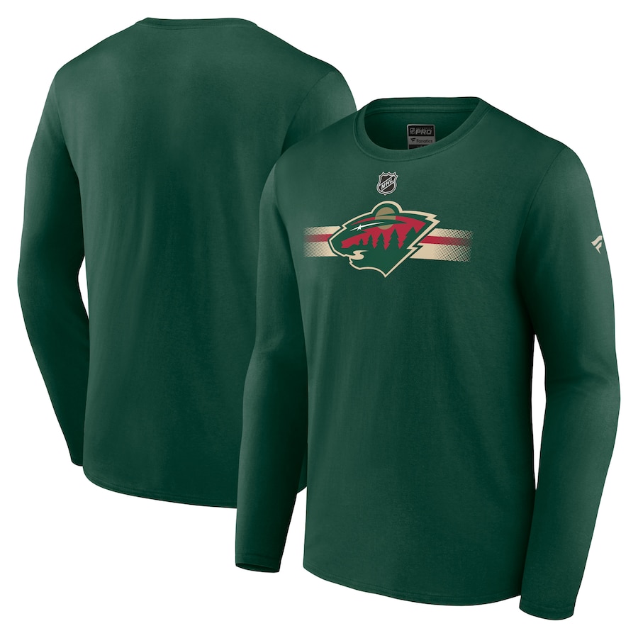 Men's Minnesota Wild Fanatics Green Authentic Pro Secondary Long Sleeve T-Shirt - Ujersey NFL Shop