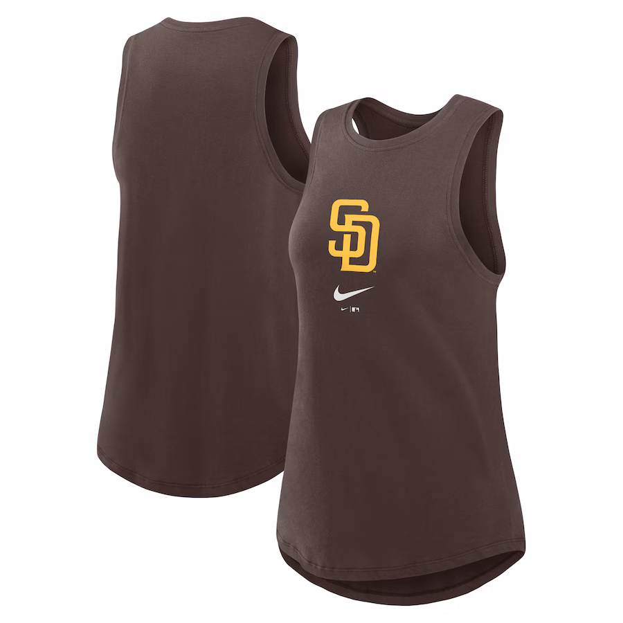 Women's San Diego Padres Nike Brown Legacy Icon High Neck Performance Tank Top - Ujersey