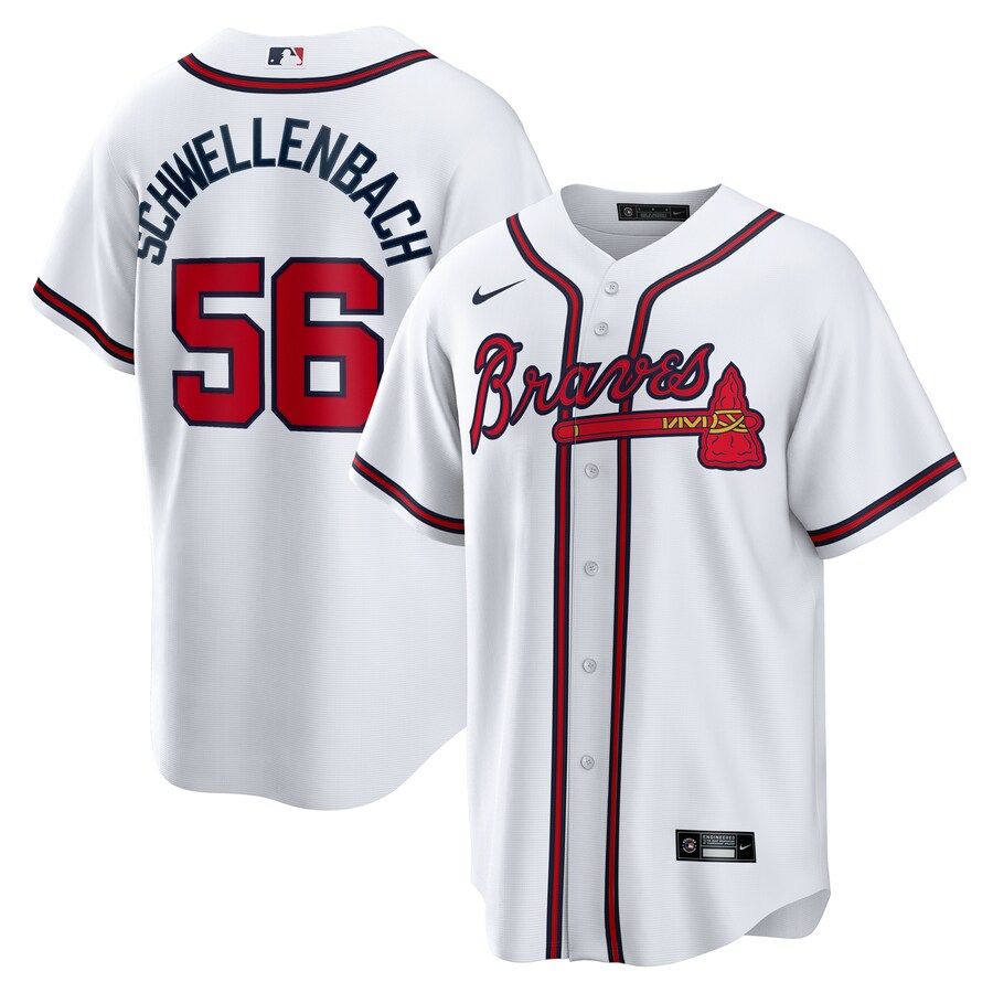 Men's Atlanta Braves Spencer Schwellenbach Nike White Home Replica Jersey - Ujersey NFL Shop