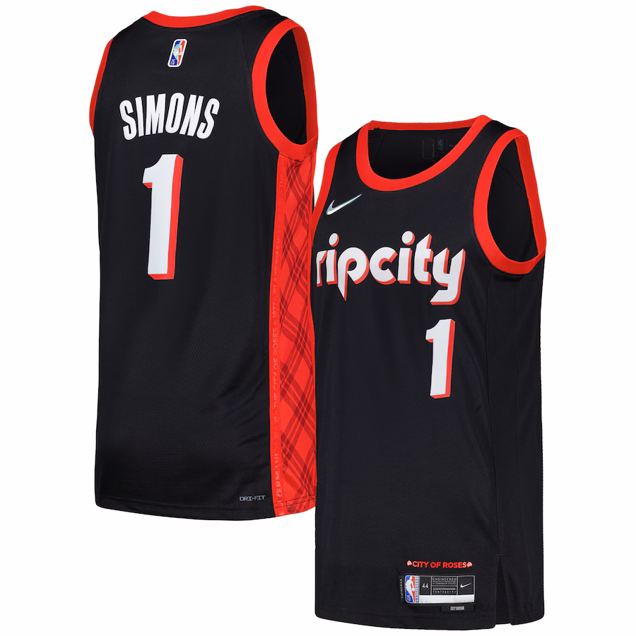 Men's Portland Trail Blazers Anfernee Simons Nike Black Swingman Player Jersey - City Edition - Ujersey NFL Shop