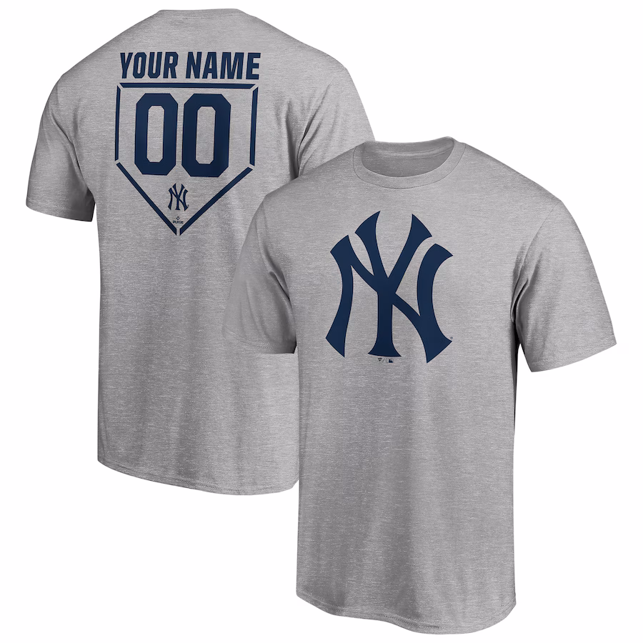 Men's New York Yankees Heathered Gray Personalized RBI Logo T-Shirt - Ujersey