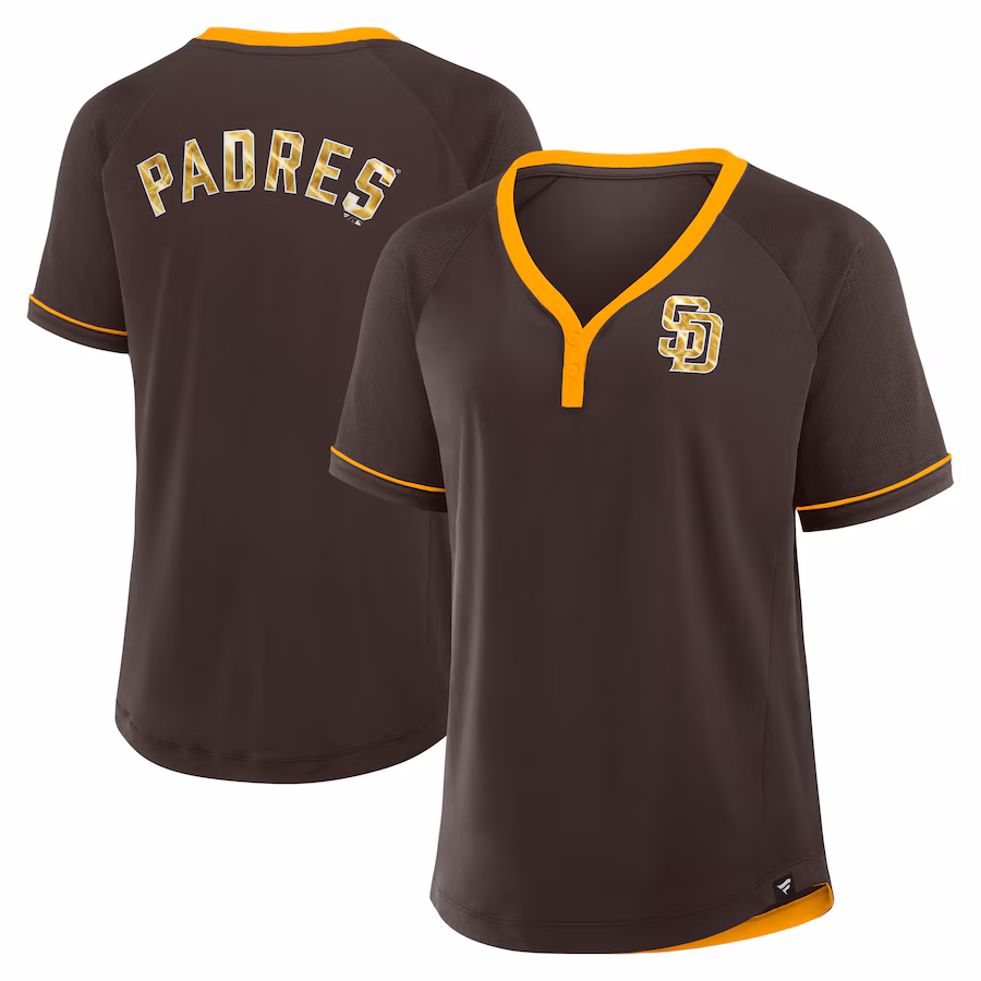 Women's San Diego Padres Fanatics Brown League Diva Star Raglan V-Neck T-Shirt - Ujersey NFL Shop