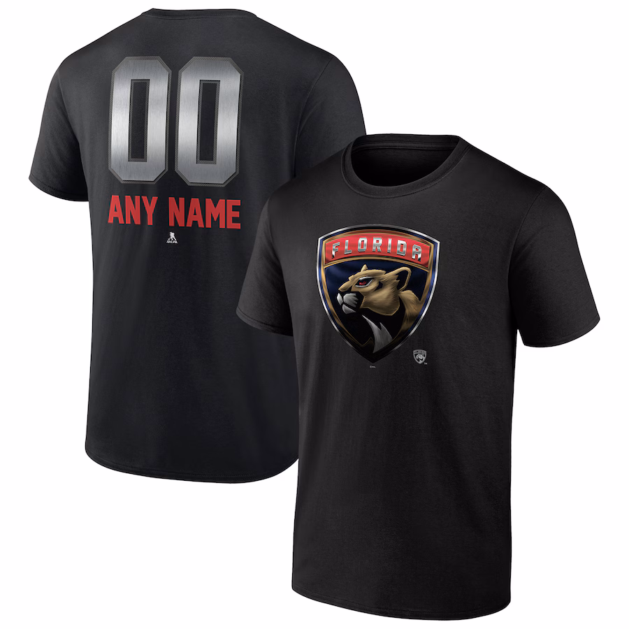 Men's Florida Panthers Black Personalized Midnight Mascot Logo T-Shirt - Ujersey NFL Shop