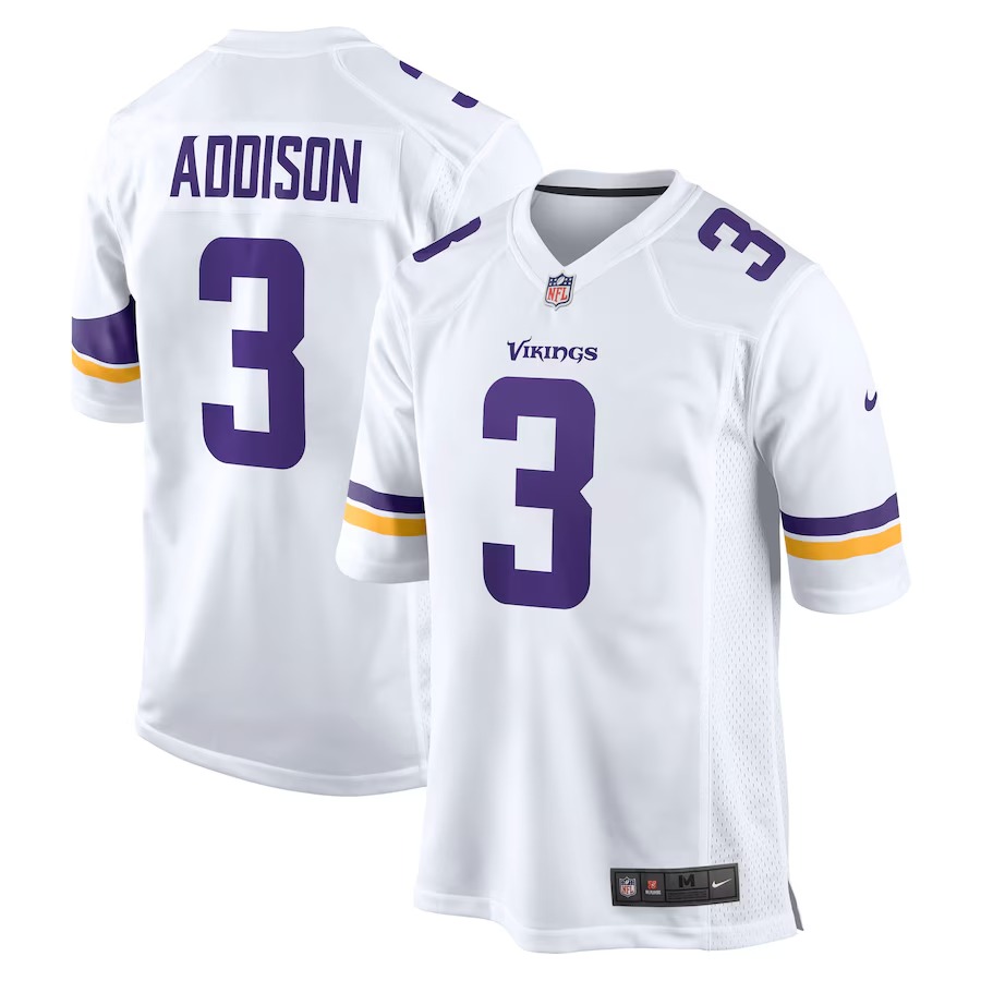 Men's Minnesota Vikings Jordan Addison Nike White Away Game Jersey - Ujersey NFL Shop