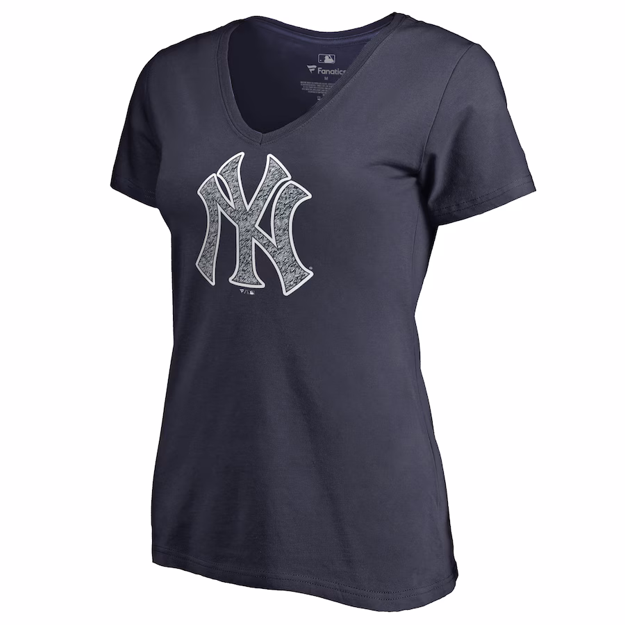 Women's New York Yankees Navy Static Logo V-Neck T-Shirt - Ujersey
