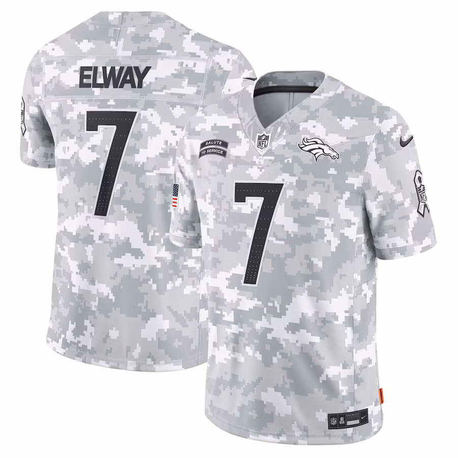 Men's Denver Broncos John Elway Nike Arctic Camo 2024 Salute to Service Retired Player Limited Jersey - Ujersey NFL Shop
