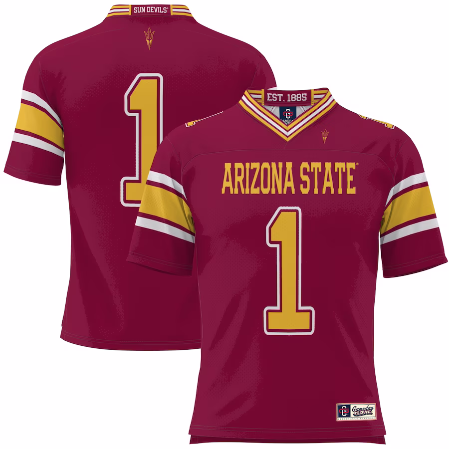 #1 Arizona State Sun Devils GameDay Greats Youth Football Jersey - Maroon - Ujersey NFL Shop