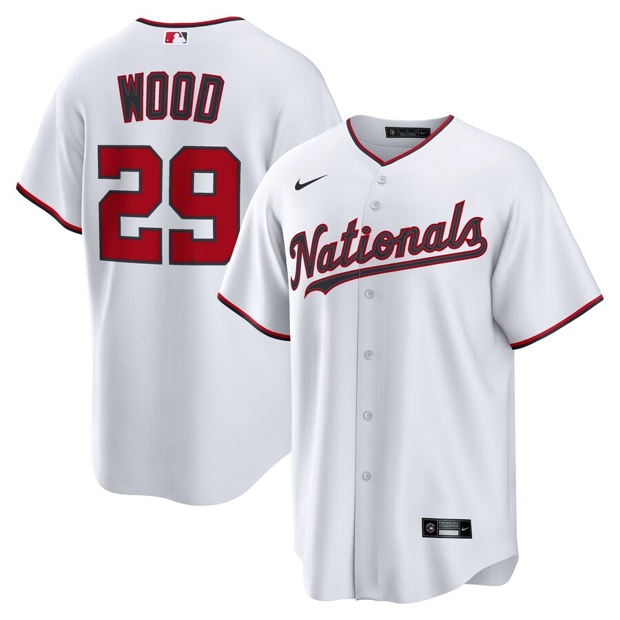 Men's Washington Nationals James Wood Nike White Home Replica 2.0 Player Jersey - Ujersey NFL Shop