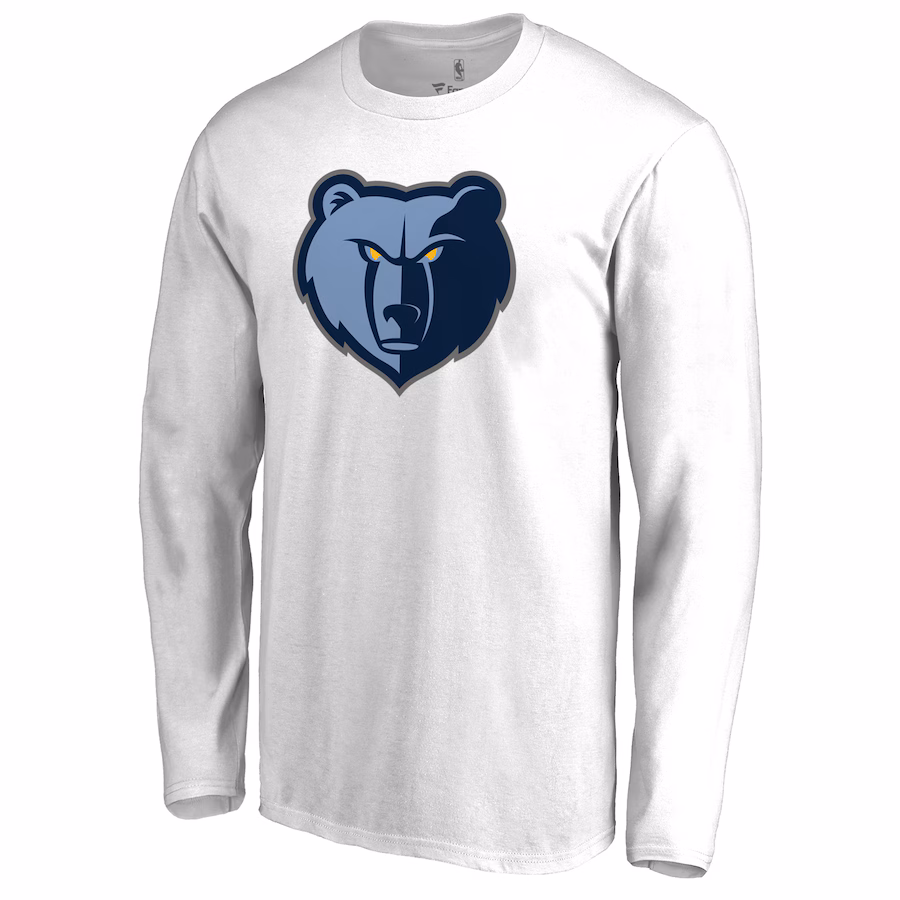 Men's Memphis Grizzlies White Primary Logo Long Sleeve T-Shirt - Ujersey NFL Shop