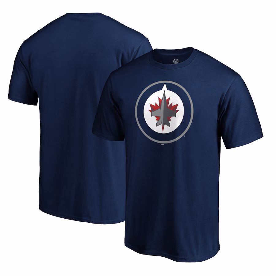 Men's Winnipeg Jets Navy Primary Logo Short Sleeve T-Shirt