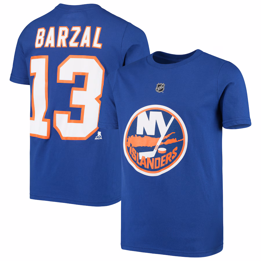 Youth New York Islanders Mathew Barzal Royal Player Name & Number T-Shirt