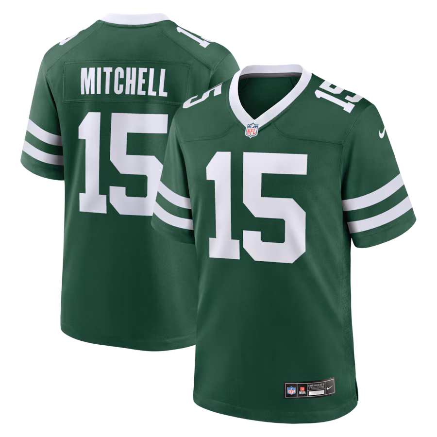 Men's New York Jets Adonai Mitchell Nike Legacy Green Team Game Jersey - Ujersey NHL