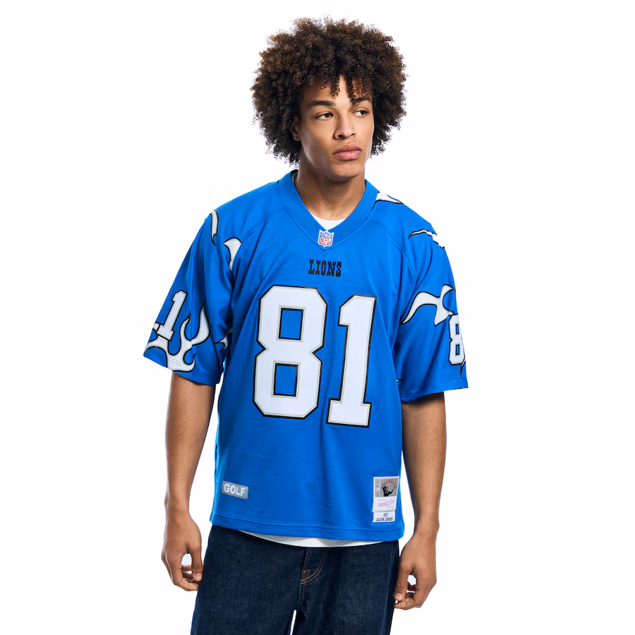 Unisex Detroit Lions Calvin Johnson Mitchell & Ness x Golf Wang Blue 2007 Legacy Fashion Jersey - Ujersey NHL