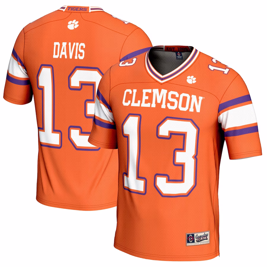 Tyler Davis Clemson Tigers GameDay Greats Youth NIL Player Football Jersey - Orange - Ujersey Shop