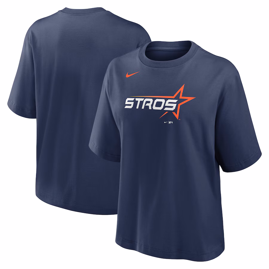 Women's Houston Astros Nike Navy 2025 City Connect Logo Boxy T-Shirt - Ujersey Shop
