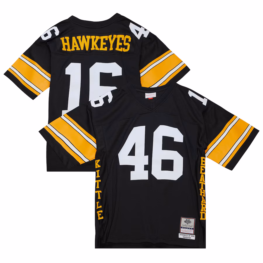 Men's Mitchell & Ness George Kittle & C.J. Beathard Black Iowa Hawkeyes Legacy Replica Jersey - Ujersey Shop