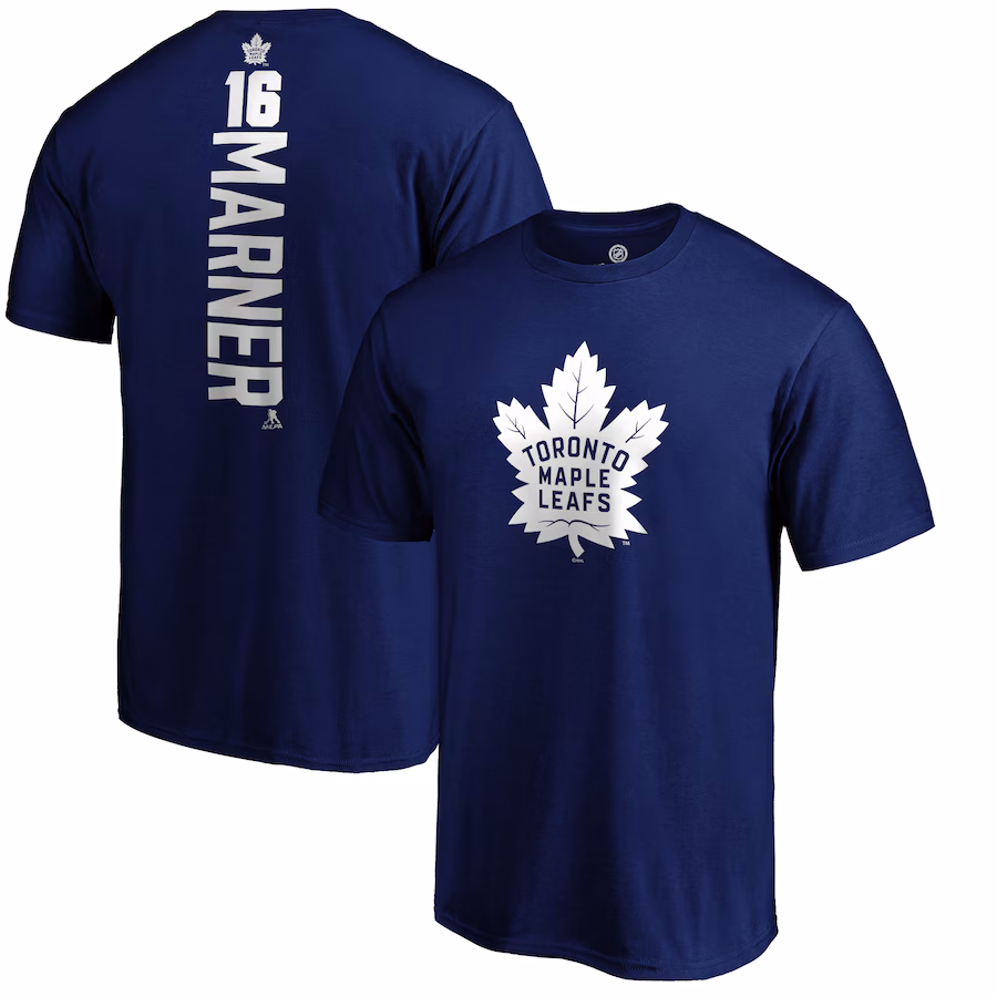 Men's Toronto Maple Leafs Mitchell Marner Royal Playmaker T-Shirt - Ujersey Shop