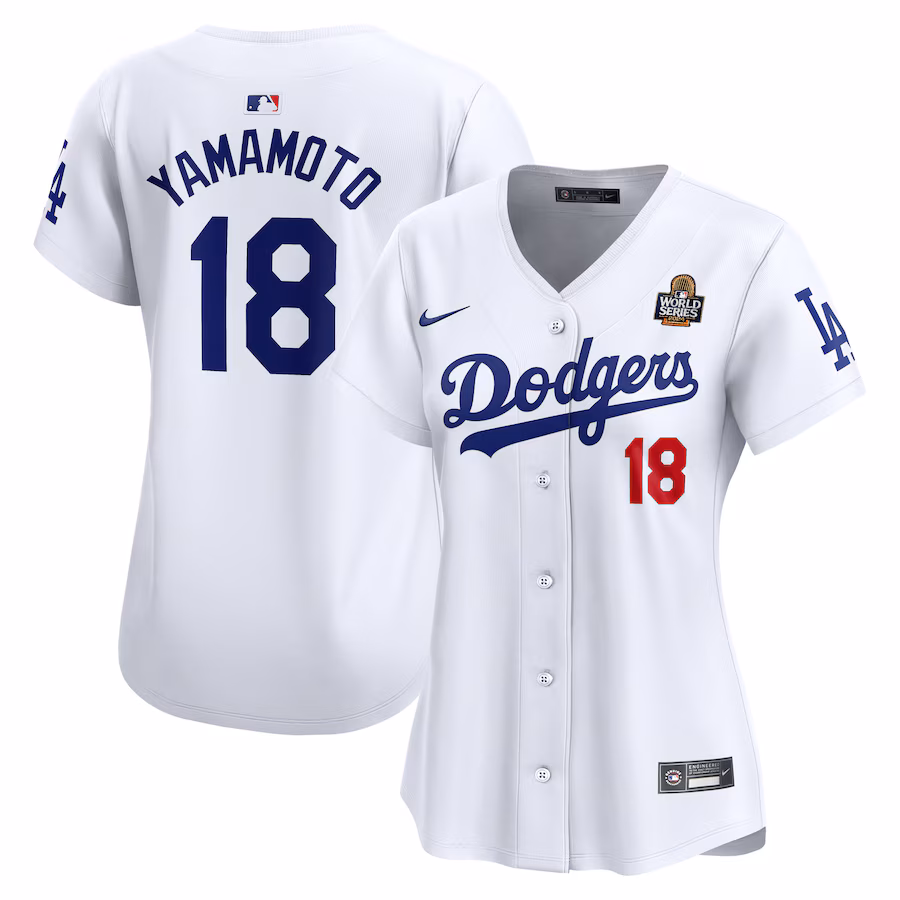 Women's Los Angeles Dodgers Yoshinobu Yamamoto Nike White 2024 World Series Limited Player Jersey - Ujersey Shop