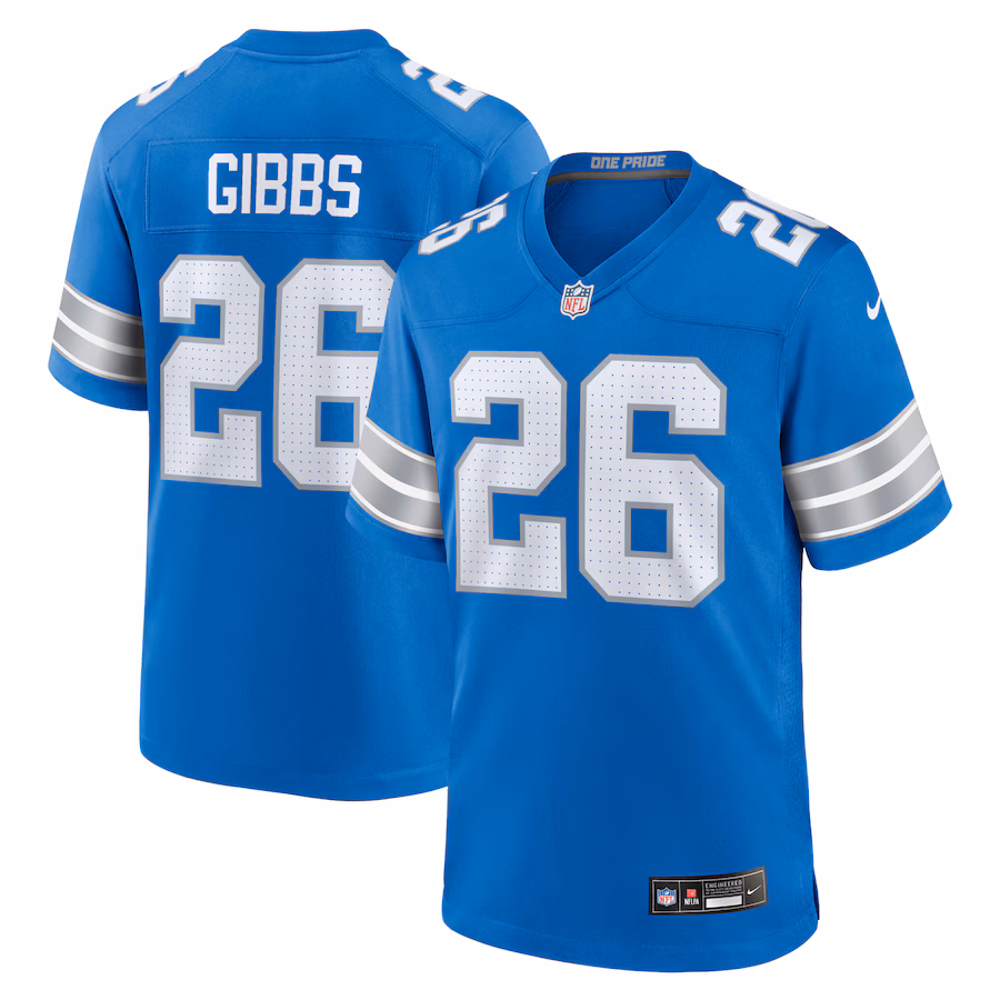 Men's Detroit Lions Jahmyr Gibbs Nike Blue Game Jersey - Ujersey Shop