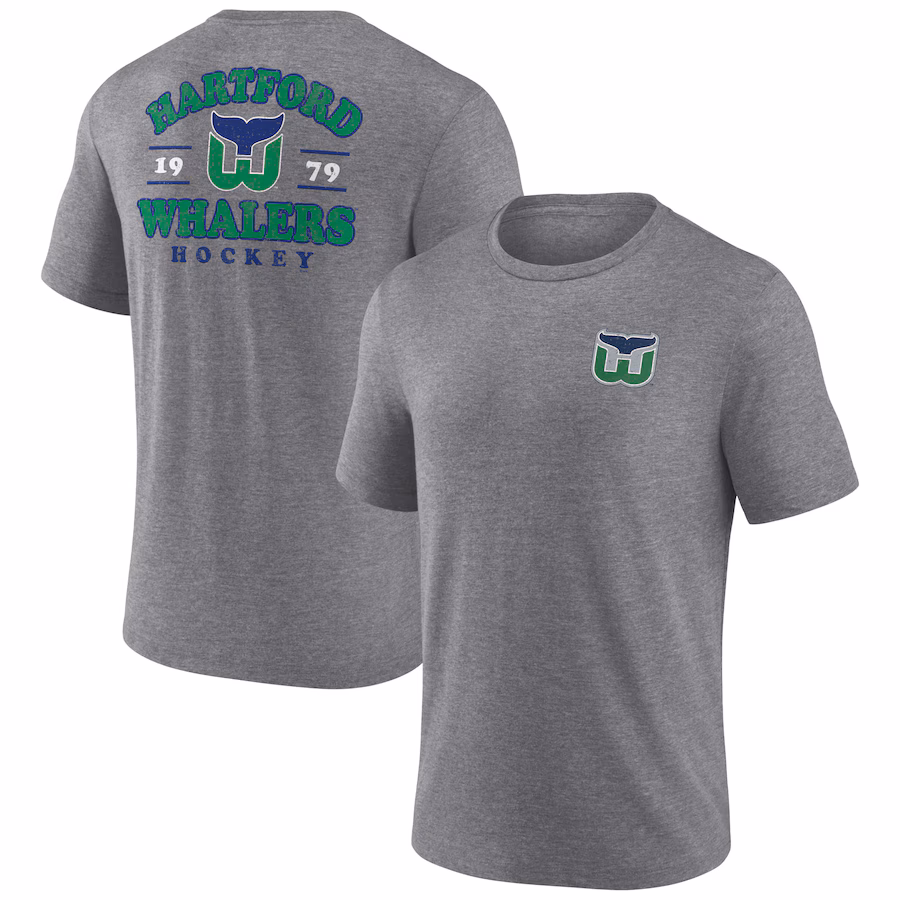 Men's Hartford Whalers Heather Gray Winger Tri-Blend T-Shirt - Ujersey Shop