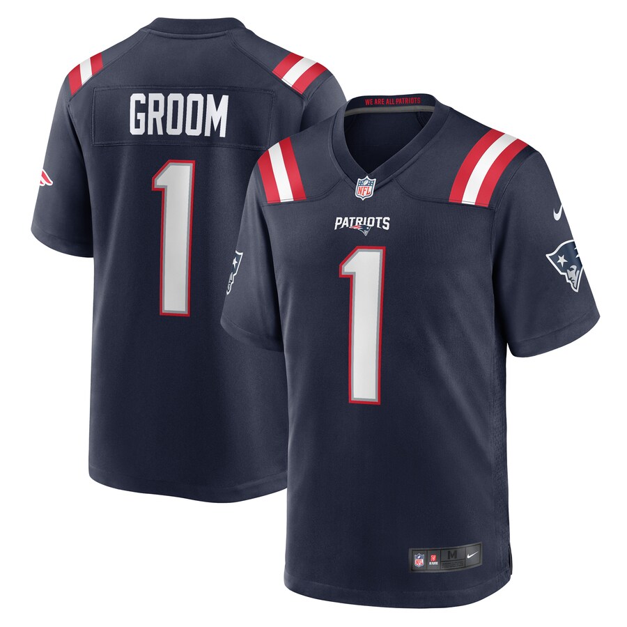Men's New England Patriots Number 1 Groom Nike Navy Game Jersey - Ujersey Shop