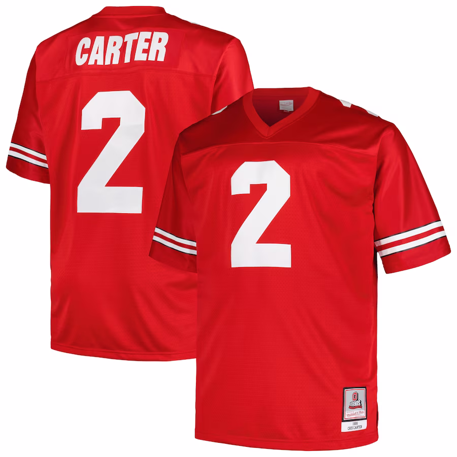 Cris Carter Ohio State Buckeyes Mitchell & Ness Big & Tall Legacy Jersey - Scarlet - Ujersey Shop