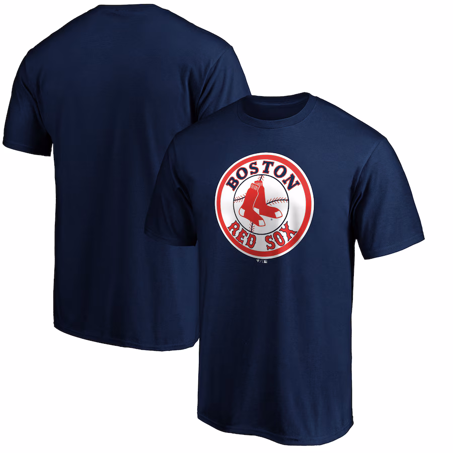 Men's Boston Red Sox Navy Cooperstown Collection Forbes Team Logo T-Shirt - Ujersey Shop